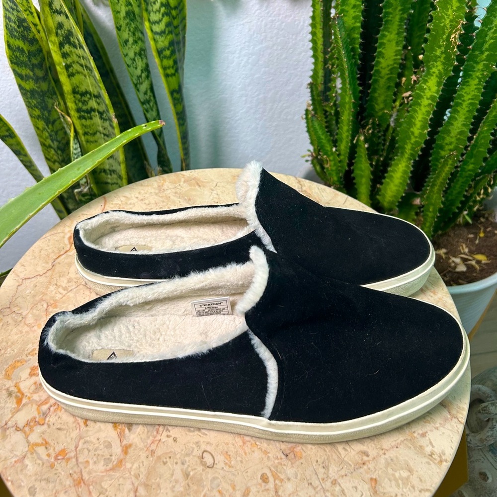 Staheekum Women's Cozy Camp Mule Slip On Shoes Genuine Suede & faux‎ fur Size 9